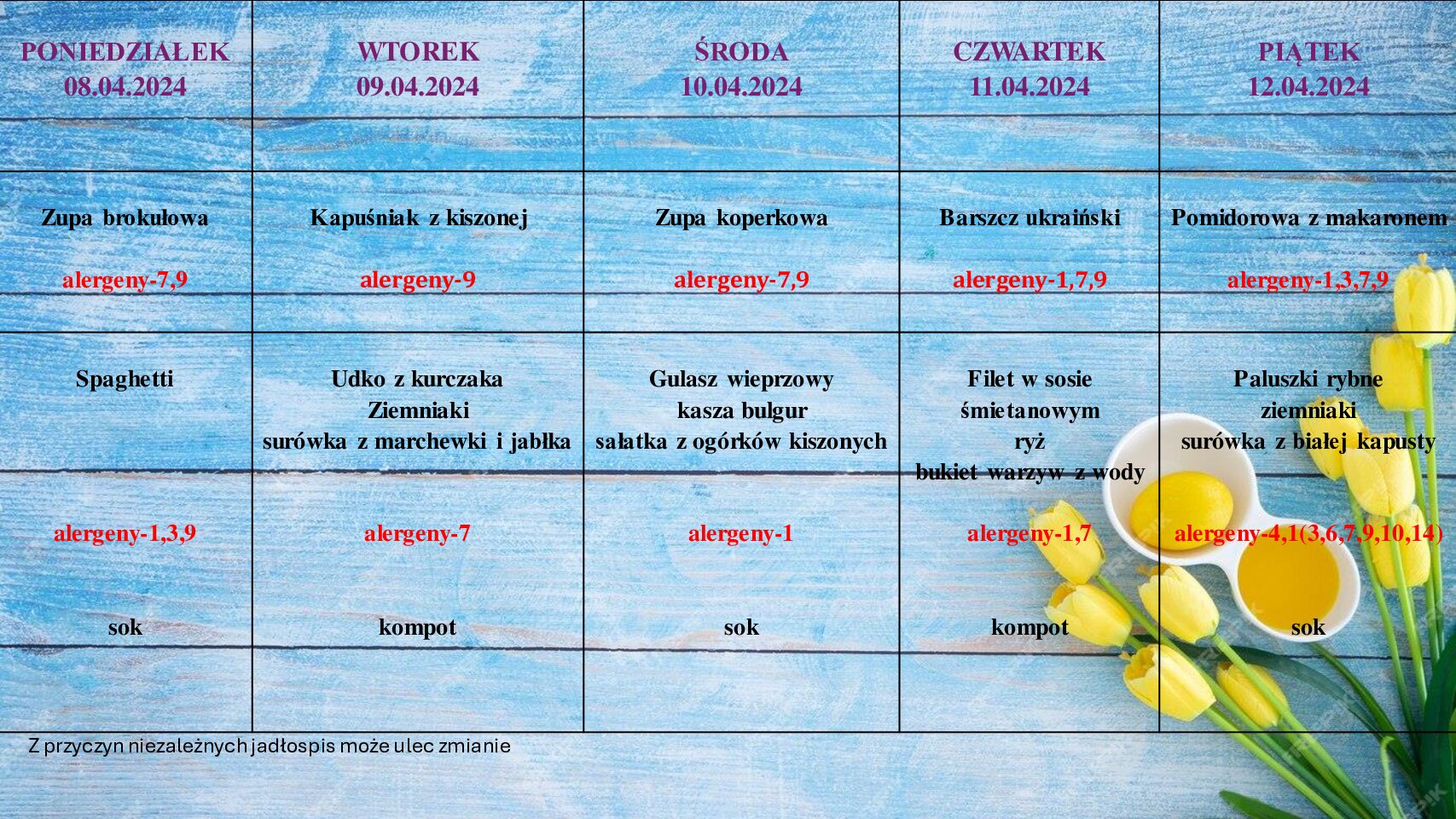JADŁOSPIS 08-12.04.2024R